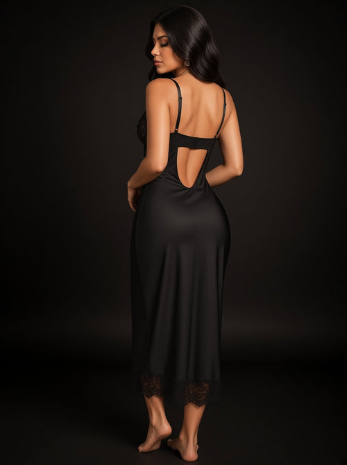 2pcs Lace Patchwork Wireless Sexy Lingerie Dress Set For Women
